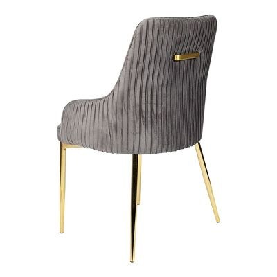 Jeffcoco Furniture Flannel Fabric Chair with Gold Leg Dining Chair,Arm Chair,Single Seat Chair(Grey Chair) - Image 3