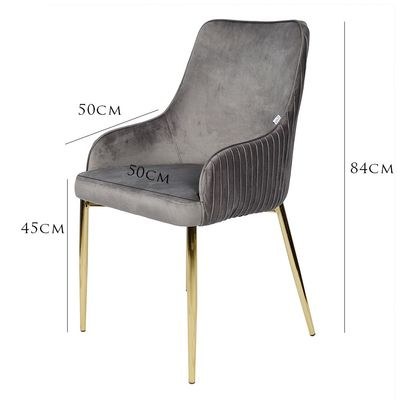 Jeffcoco Furniture Flannel Fabric Chair with Gold Leg Dining Chair,Arm Chair,Single Seat Chair(Grey Chair) - Image 5