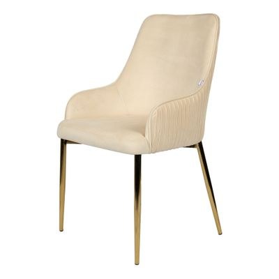 Jeffcoco Furniture Flannel Fabric Chair with Gold Leg Dining Chair,Arm Chair,Single Seat Chair(Beige Chair)