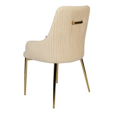 Jeffcoco Furniture Flannel Fabric Chair with Gold Leg Dining Chair,Arm Chair,Single Seat Chair(Beige Chair) - Image 3