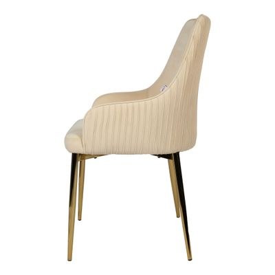 Jeffcoco Furniture Flannel Fabric Chair with Gold Leg Dining Chair,Arm Chair,Single Seat Chair(Beige Chair) - Image 4