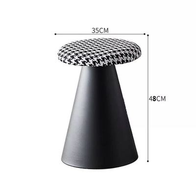 Jeffcoco Furniture Soft Round Fabric Stool, Mushroom shape Simple stool one piece for Living Room, Bedroom, Kids Room with Padded Seat(Black) - Image 2