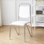 Jeffcoco Furniture Meeting Chair,Leather Office Chair,Dining Chair,Visitor Chair,Guest Chair Home Office Furniture No Wheels (White)