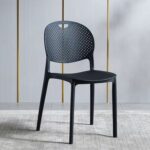 Jeffcoco Furniture Modern Mid Century Premium Plastic Chair,Curved Back Dining Chairs For Kitchen Garden Lounge Meeting Room,1pcs Black