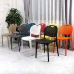 Jeffcoco Furniture Modern Mid Century Premium Plastic Chair,Curved Back Dining Chairs For Kitchen Garden Lounge Meeting Room,1pcs Black