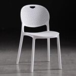 Jeffcoco Furniture Modern Mid Century Premium Plastic Chair,Curved Back Dining Chairs For Kitchen Garden Lounge Meeting Room,1pcs White