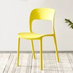 Jeffcoco Furniture Modern Mid Century Premium Plastic Chair,Curved Back Dining Chairs For Kitchen Garden Lounge Meeting Room,1pcs Yellow