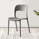 Jeffcoco Furniture Modern Mid Century Premium Plastic Chair,Curved Back Dining Chairs For Kitchen Garden Lounge Meeting Room,1pcs Grey