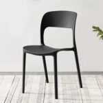 Jeffcoco Furniture Modern Mid Century Premium Plastic Chair,Curved Back Dining Chairs For Kitchen Garden Lounge Meeting Room,1pcs Black