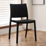 Jeffcoco Furniture Modern Mid Century Premium Plastic Chair,Curved Back Dining Chairs For Kitchen Garden Lounge Meeting Room,1pcs Black