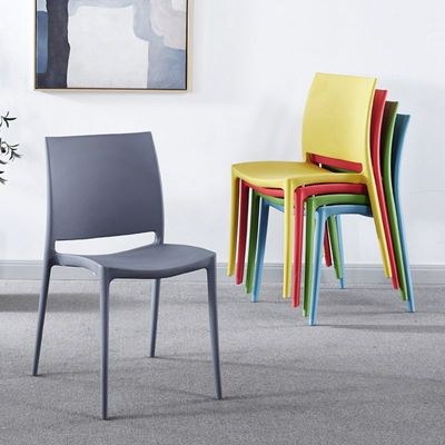 Jeffcoco Furniture Modern Mid Century Premium Plastic Chair,Curved Back Dining Chairs For Kitchen Garden Lounge Meeting Room,1pcs Grey - Image 2