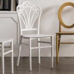 Jeffcoco Furniture stackable chair Injection processing Fixed leg plastic leisure chair outdoor/indoor outside/inside Patio/Garden chair Water/sun proof Dining chair (white 1pc)