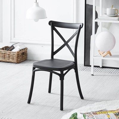 Jeffcoco Furniture stackable chair Injection processing Fixed leg plastic leisure chair outdoor/indoor outside/inside Patio/Garden chair Water/sun proof Dining chair (black 1pc)