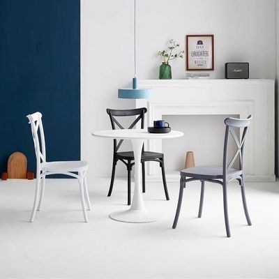 Jeffcoco Furniture stackable chair Injection processing Fixed leg plastic leisure chair outdoor/indoor outside/inside Patio/Garden chair Water/sun proof Dining chair (black 1pc) - Image 3