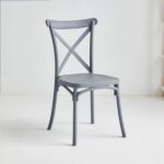 Jeffcoco Furniture stackable chair Injection processing Fixed leg plastic leisure chair outdoor/indoor outside/inside Patio/Garden chair Water/sun proof Dining chair (Grey 1pc)