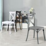 Jeffcoco Furniture stackable chair Injection processing Fixed leg plastic leisure chair outdoor/indoor outside/inside Patio/Garden chair Water/sun proof Dining chair (Grey 1pc)