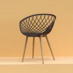 Jeffcoco Furniture Mid Century Modern Leisure Chair Hollow Back design, Living Dining Room Chair Black 1 pcs