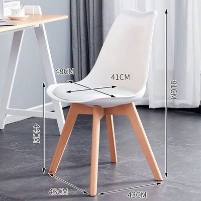 Jeffcoco Furniture Wooden Leg Leather cusion seat chair for dining,desk chair white 1 pcs - Image 2