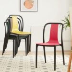 Jeffcoco Furniture Restaurant Dining Chair Outdoor Indoor Plastic Chair,Stackable Dining Chair,1pcs Red