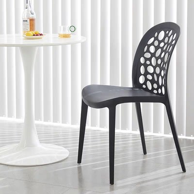 Jeffcoco Furniture back hole design stackable chair Injection processing Fixed leg plastic leisure chair outdoor/indoor outside/inside Patio/Garden chair Water/sun proof Dining chair (Black 1pc) - Image 3