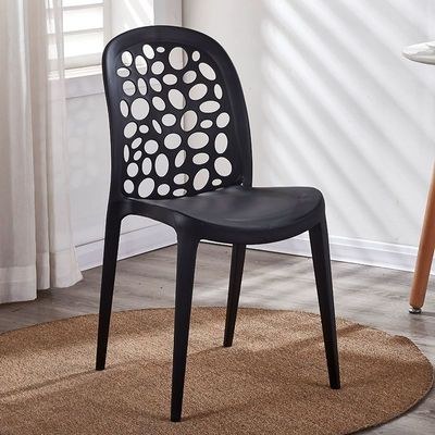 Jeffcoco Furniture back hole design stackable chair Injection processing Fixed leg plastic leisure chair outdoor/indoor outside/inside Patio/Garden chair Water/sun proof Dining chair (Black 1pc) - Image 4