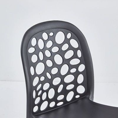 Jeffcoco Furniture back hole design stackable chair Injection processing Fixed leg plastic leisure chair outdoor/indoor outside/inside Patio/Garden chair Water/sun proof Dining chair (Black 1pc) - Image 5