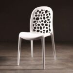 Jeffcoco Furniture back hole design stackable chair Injection processing Fixed leg plastic leisure chair outdoor/indoor outside/inside Patio/Garden chair Water/sun proof Dining chair (White 1pc)