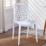 Jeffcoco Furniture back hole design stackable chair Injection processing Fixed leg plastic leisure chair outdoor/indoor outside/inside Patio/Garden chair Water/sun proof Dining chair (White 1pc)