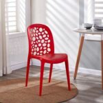Jeffcoco Furniture back hole design stackable chair Injection processing Fixed leg plastic leisure chair outdoor/indoor outside/inside Patio/Garden chair Water/sun proof Dining chair (Red 1pc)