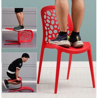 Jeffcoco Furniture back hole design stackable chair Injection processing Fixed leg plastic leisure chair outdoor/indoor outside/inside Patio/Garden chair Water/sun proof Dining chair (Red 1pc) - Image 2