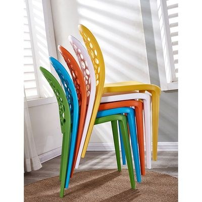 Jeffcoco Furniture back hole design stackable chair Injection processing Fixed leg plastic leisure chair outdoor/indoor outside/inside Patio/Garden chair Water/sun proof Dining chair (Yellow 1pc) - Image 2