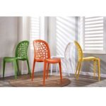Jeffcoco Furniture back hole design stackable chair Injection processing Fixed leg plastic leisure chair outdoor/indoor outside/inside Patio/Garden chair Water/sun proof Dining chair (Yellow 1pc)