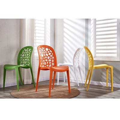 Jeffcoco Furniture back hole design stackable chair Injection processing Fixed leg plastic leisure chair outdoor/indoor outside/inside Patio/Garden chair Water/sun proof Dining chair (Yellow 1pc) - Image 3