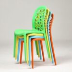 Jeffcoco Furniture back hole design stackable chair Injection processing Fixed leg plastic leisure chair outdoor/indoor outside/inside Patio/Garden chair Water/sun proof Dining chair (Green 1pc)