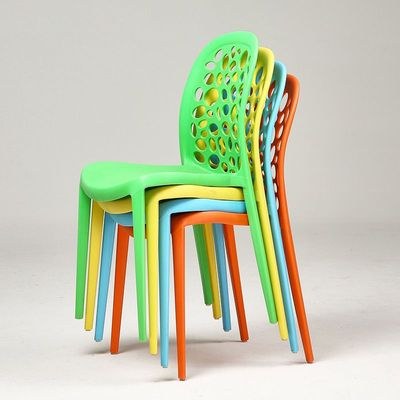 Jeffcoco Furniture back hole design stackable chair Injection processing Fixed leg plastic leisure chair outdoor/indoor outside/inside Patio/Garden chair Water/sun proof Dining chair (Green 1pc) - Image 4