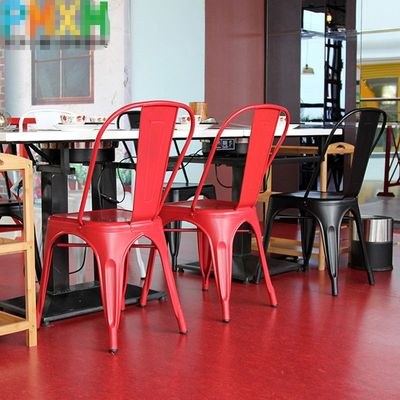 Jeffcoco Furniture Tolix Style Metal Dining Chair D1 Industrial Stackable Cafe Side Indoor/Inside Outdoor/Outside Courtyard Garden Patio Kitchen Dining Room(1 Red) - Image 2