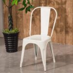 Jeffcoco Furniture Tolix Style Metal Dining Chair D1 Industrial Stackable Cafe Side Indoor/Inside Outdoor/Outside Courtyard Garden Patio Kitchen Dining Room(1 White)