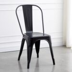 Jeffcoco Furniture Tolix Style Metal Dining Chair D1 Industrial Stackable Cafe Side Indoor/Inside Outdoor/Outside Courtyard Garden Patio Kitchen Dining Room(1 Matte Black)