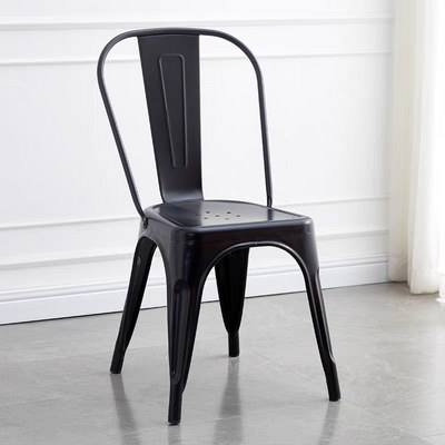 Jeffcoco Furniture Tolix Style Metal Dining Chair D1 Industrial Stackable Cafe Side Indoor/Inside Outdoor/Outside Courtyard Garden Patio Kitchen Dining Room(1 Matte Black)