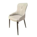 Jeffcoco Furniture PU Leather Modern Design Dining Chair,Comfortable Seat Kitchen Furniture,Beige 1 pcs