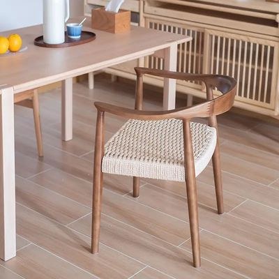 Jeffcoco Furniture Solid Wood Hand-made Rope Chair,Arm Desk Chair (1 Piece Chair)