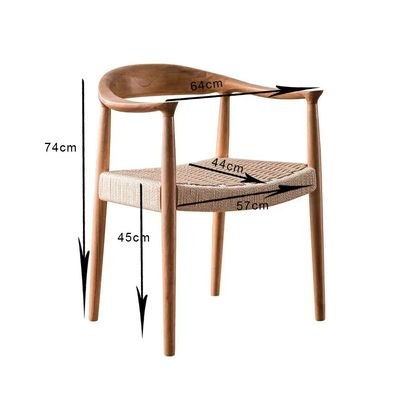Jeffcoco Furniture Solid Wood Hand-made Rope Chair,Arm Desk Chair (1 Piece Chair) - Image 4