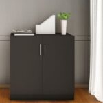 Mahmayi Medium Height Cabinet with 2 Shelves - Soft Closing Hinge Home Office Furniture for Storage, Perfect for Modern Workspaces and Stylish Interiors - Black