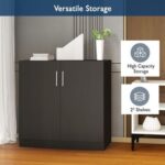 Mahmayi Medium Height Cabinet with 2 Shelves - Soft Closing Hinge Home Office Furniture for Storage, Perfect for Modern Workspaces and Stylish Interiors - Black