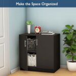 Mahmayi Medium Height Cabinet with 2 Shelves - Soft Closing Hinge Home Office Furniture for Storage, Perfect for Modern Workspaces and Stylish Interiors - Black