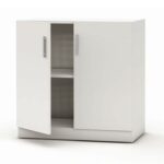 Mahmayi Medium Height Cabinet with 2 Shelves - Soft Closing Hinge Home Office Furniture for Storage, Perfect for Modern Workspaces and Stylish Interiors - White