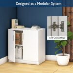 Mahmayi Medium Height Cabinet with 2 Shelves - Soft Closing Hinge Home Office Furniture for Storage, Perfect for Modern Workspaces and Stylish Interiors - White
