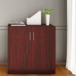 Mahmayi Medium Height Cabinet with 2 Shelves - Soft Closing Hinge Home Office Furniture for Storage, Perfect for Modern Workspaces and Stylish Interiors - Dark Walnut