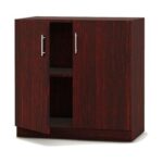Mahmayi Medium Height Cabinet with 2 Shelves - Soft Closing Hinge Home Office Furniture for Storage, Perfect for Modern Workspaces and Stylish Interiors - Dark Walnut