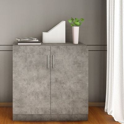 Mahmayi Medium Height Cabinet with 2 Shelves - Soft Closing Hinge Home Office Furniture for Storage, Perfect for Modern Workspaces and Stylish Interiors - Light Concrete